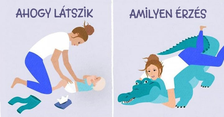 14 illusztráció, amely bemutatja, hogy milyen is egy édesanya élete