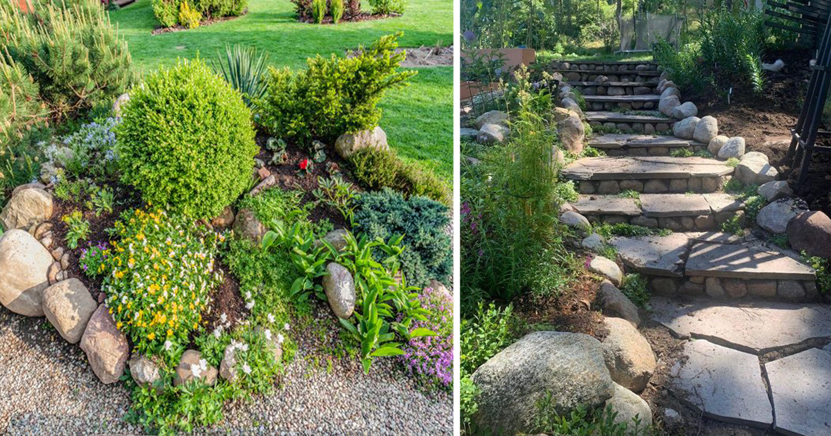 20 nagyszerű ötlet, hogyan dobjuk fel a kertünket különböző méretű és színű kövek segítségével