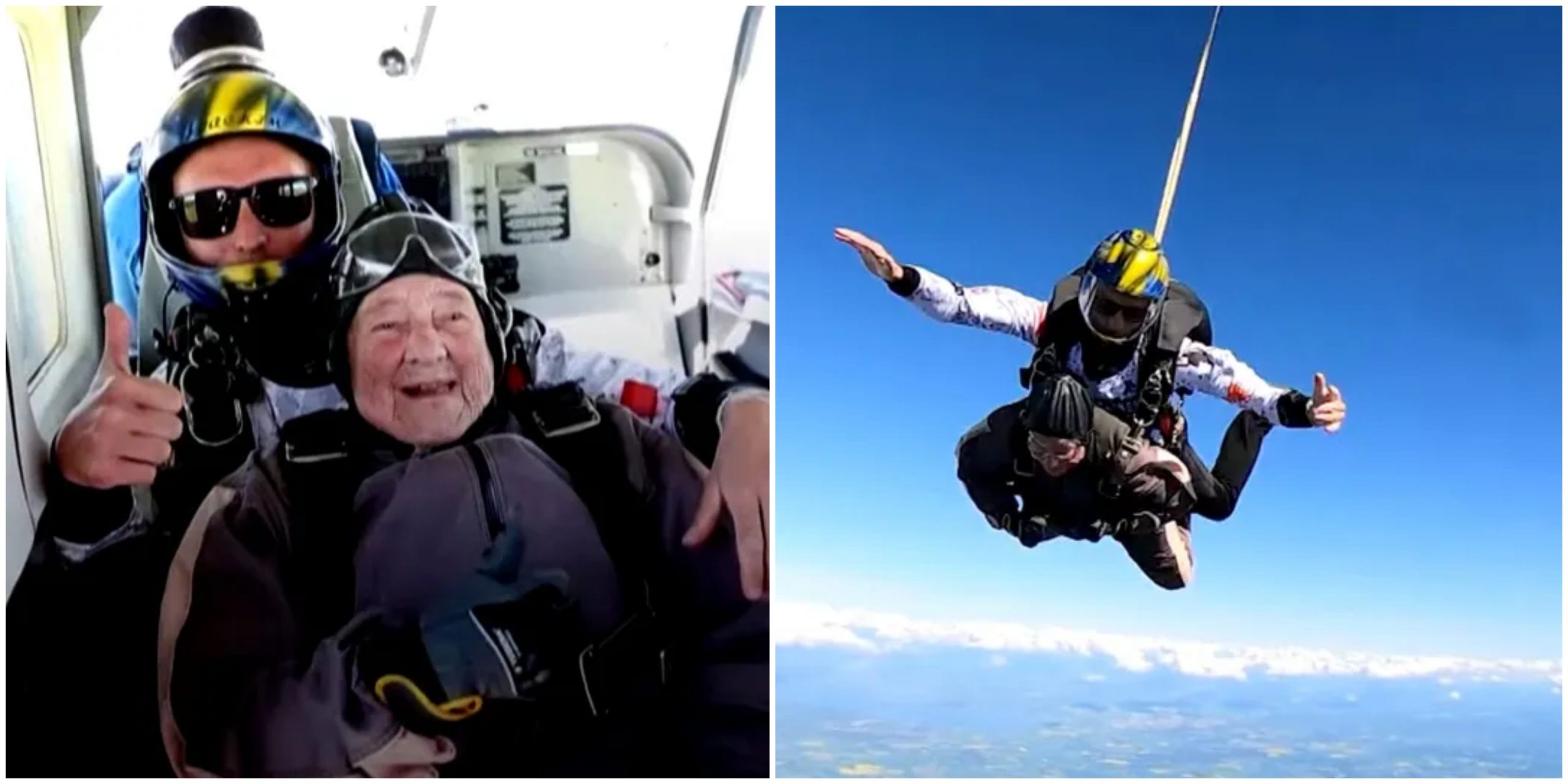 A 103 éves nagymama kiugrott egy repülőből, hogy ezzel megvalósítsa élete legnagyobb álmát – gratulálunk neki