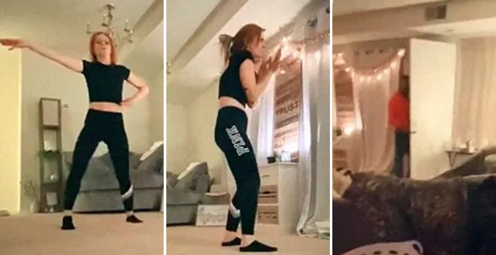 Táncos videót forgatott az otthonában a nő, amikor egy váratlan hátborzongató dolgot látott meg a háttérben